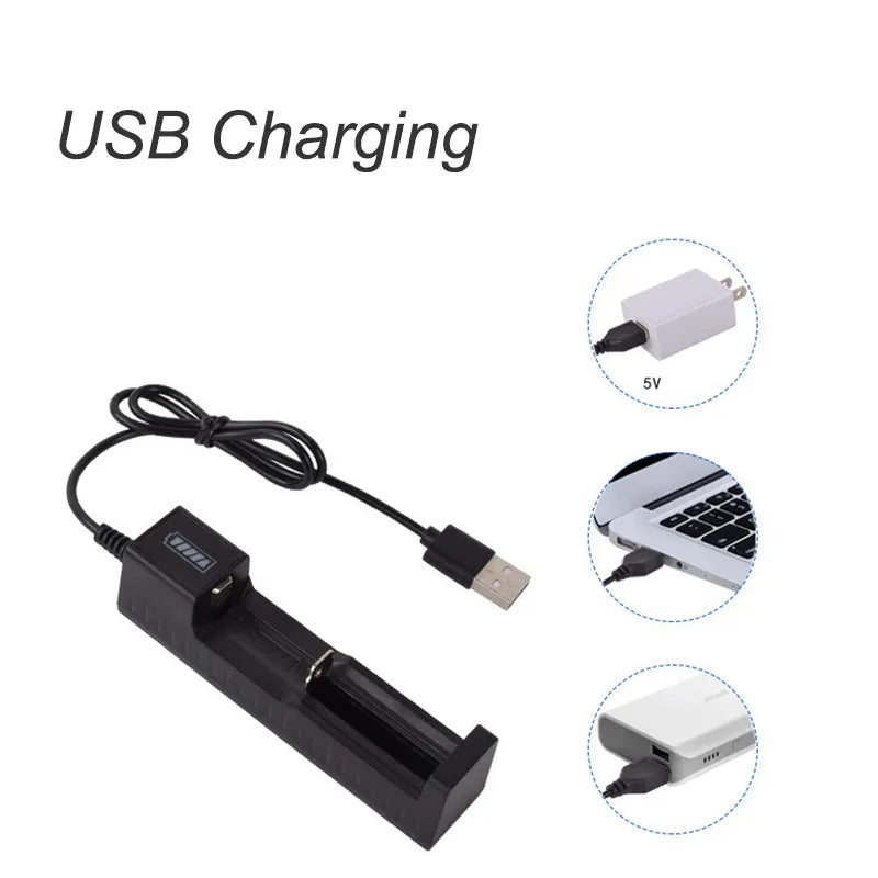Universal 1 Slot Battery USB Charger Adapter LED Smart Chargering for Rechargeable Batteries Li-ion 18650 26650 14500 Charger