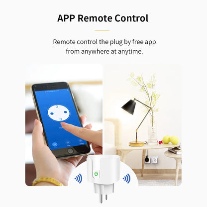 20A WiFi / Zigbee Smart Socket EU Tuya Smart Plug With Power Metering For Home Appliance Smart Home Works With Alexa Google Home