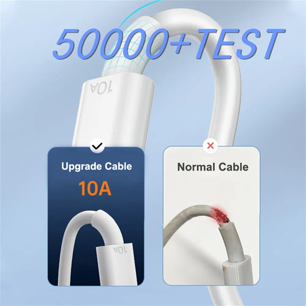 10A 120W Type C USB Cable Super Fast Charge Cable For Huawei Mate 40 Xiaomi Samsung Honor 50 Quick Charge USB C Cables Data Cord